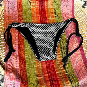 NWOT Sandra Picon Black and Silver Iridescent String Bikini size SMALL